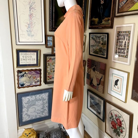 70s Vintage Deadstock Lori Jean Sherbet Orange Long Sleeve Sheath Dress Size 12 - Picture 2 of 9